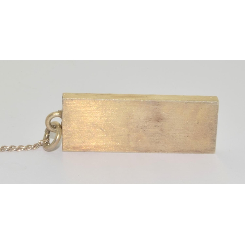 202 - 925 silver hallmarked Ingot and neck chain