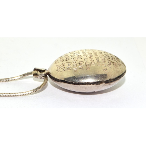 204 - 925 silver large ornate round locket and chain