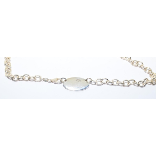 208 - Silver neck chain with lobster claw clasp and tag 40cm long 33g