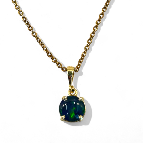 297 - A 9ct Gold & black Opal pendant necklace.