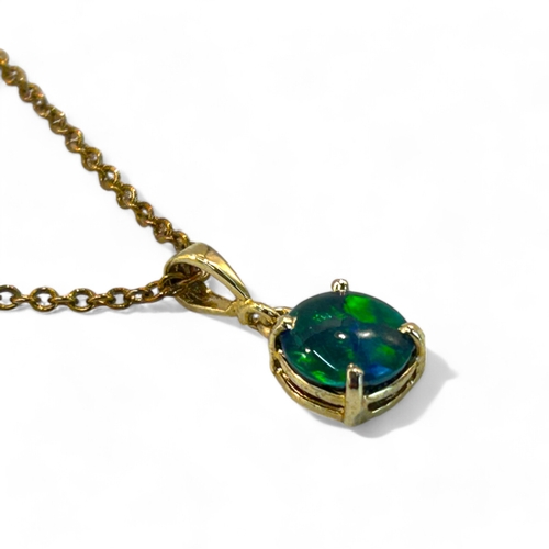 297 - A 9ct Gold & black Opal pendant necklace.