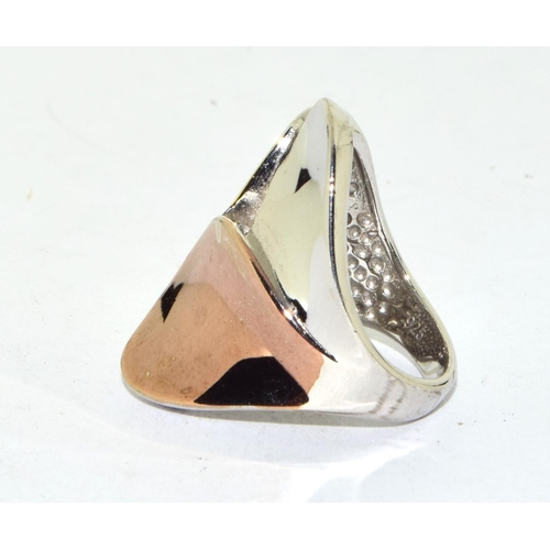 221 - 925 silver gilt saddle ring size K