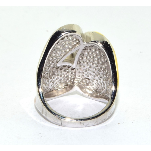 221 - 925 silver gilt saddle ring size K