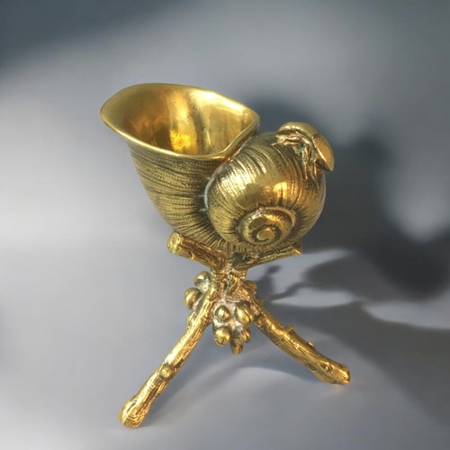 33 - 19th Century Brass Cornucopia Salt having Beetle Decoration and Stylised Fruit and Branch legs, Scot... 