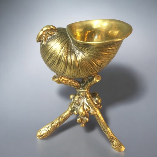 33 - 19th Century Brass Cornucopia Salt having Beetle Decoration and Stylised Fruit and Branch legs, Scot... 