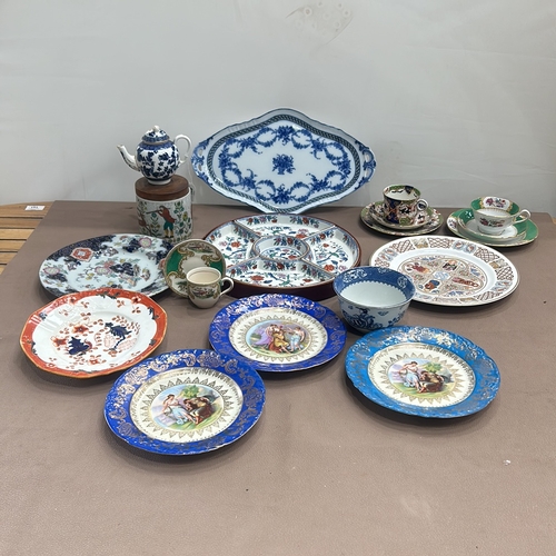 85 - A Large Collection of Victorian porcelain including Wood & Sons Tsing Ware five-section porcelai... 