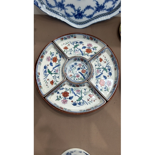 85 - A Large Collection of Victorian porcelain including Wood & Sons Tsing Ware five-section porcelai... 