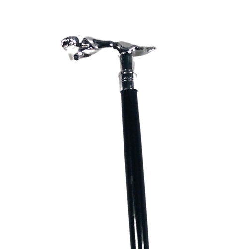 12 - Jaguar handled walking stick on ebonised wood  ref 63