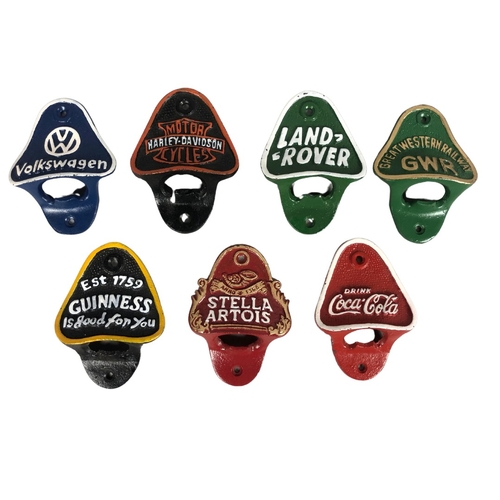 25 - 7 metal coloured bottle openers for a man cave ref 25