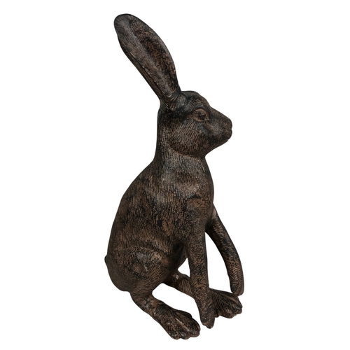 28 - Large Cast Metal statue of a Hare ref 42 approx 35cm high.