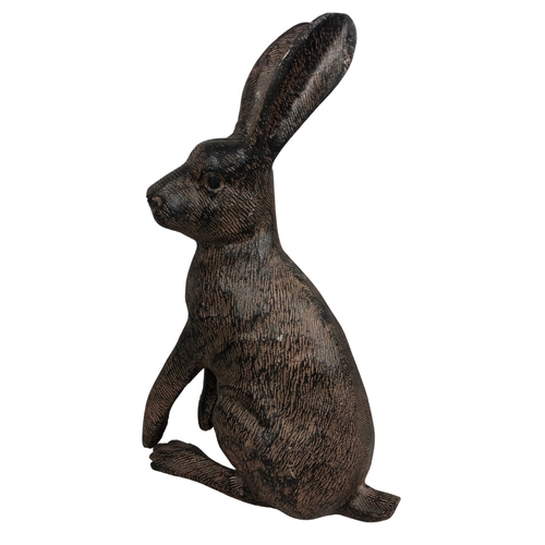 28 - Large Cast Metal statue of a Hare ref 42 approx 35cm high.