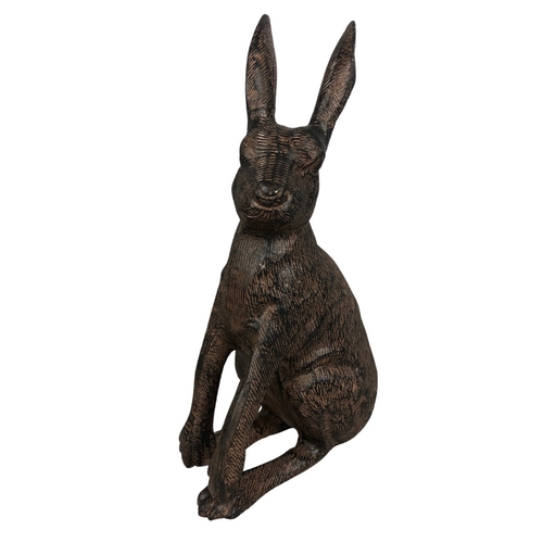 28 - Large Cast Metal statue of a Hare ref 42 approx 35cm high.