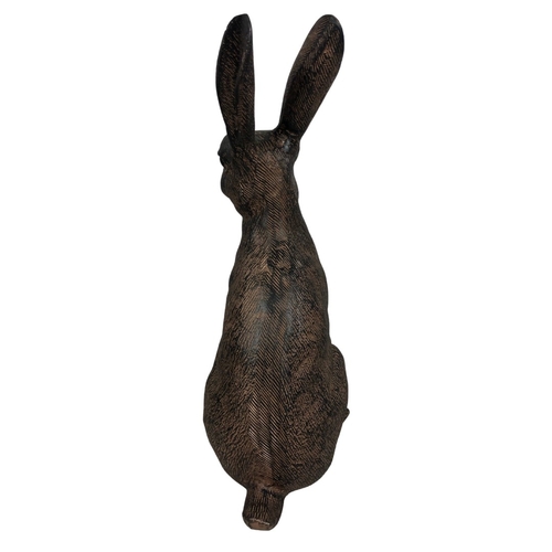 28 - Large Cast Metal statue of a Hare ref 42 approx 35cm high.