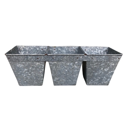 40 - Three Connected Galvanised Metal Garden Planters ref 80