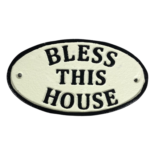 42 - Cast metal Bless this House sign ref 91