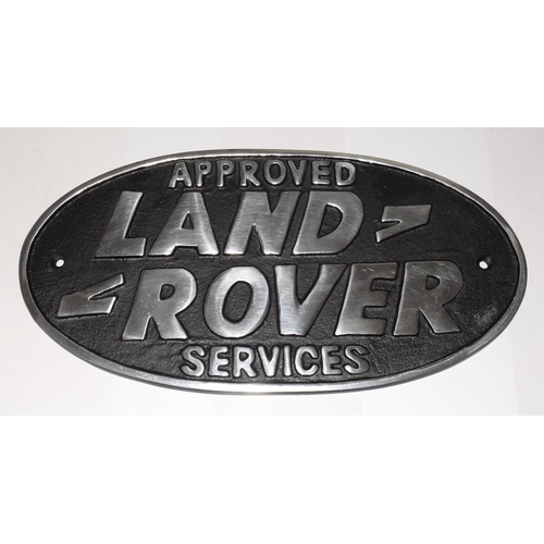 57 - Cast metal approved Landrover services sign 28x15cm  ref 121