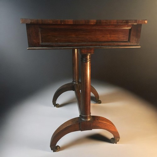 361 - 19th Century Rosewood Veneered Sewing/Works table and contents. Single Drawer on Column Supports to ... 