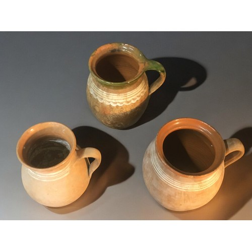 188 - Hungarian Early 20th Century Earthenware Jugs x 3. Largest 23cm Tall x 20cm Dia Approx.