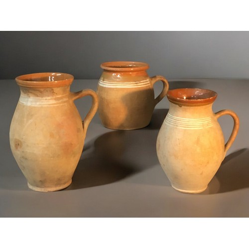 189 - Early 20th Century Traditional Hungarian Earthenware Jugs x 3.Height 27cm x  Dia 18cm approx(Largest... 