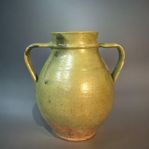 190 - Twin Handled Amphora Style Green Glazed Traditional Hungarian Early 20th Century Vessel, and 2 x Tra... 