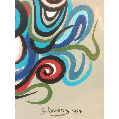 324 - Modern Art - Original Painted Gouache Artwork Signed and Dated lower R/H -  S Lysons 1994.H 83cmW 42... 