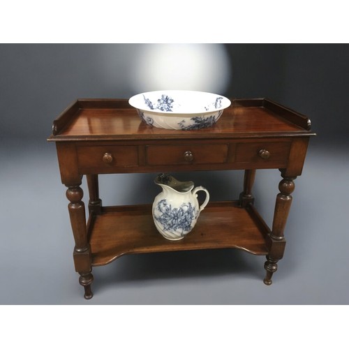 373 - Victorian Mahogany Washstand Complete with Bowl and Jug.Approx 78 x 92 44cm