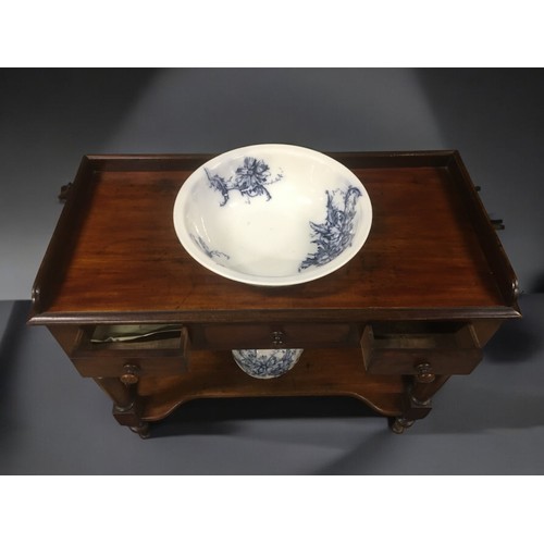 373 - Victorian Mahogany Washstand Complete with Bowl and Jug.Approx 78 x 92 44cm