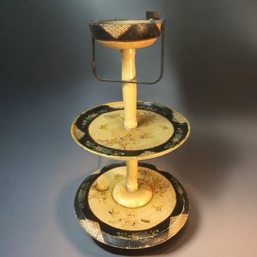 124 - Early 20th Century Japanese Papier-mâché and Turned Wood stand.H 49cm