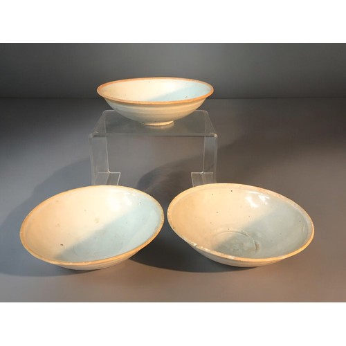 125 - A collection of three Chinese Song Dynasty Qingbai Bowls.