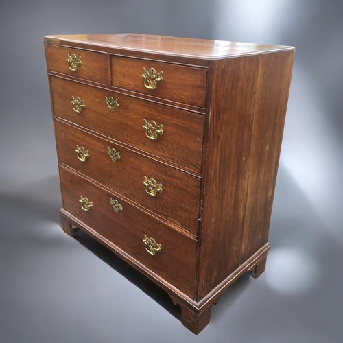 377 - 19th Century Oak Chest of 2 Over 3 Graduated Drawers. Brass Fittings and Oak Constructed Drawers. Pu... 