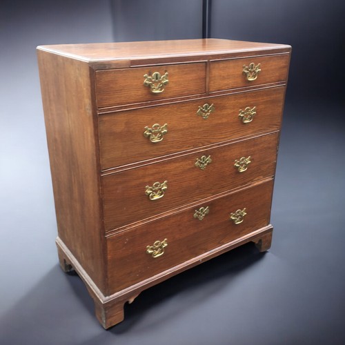 377 - 19th Century Oak Chest of 2 Over 3 Graduated Drawers. Brass Fittings and Oak Constructed Drawers. Pu... 