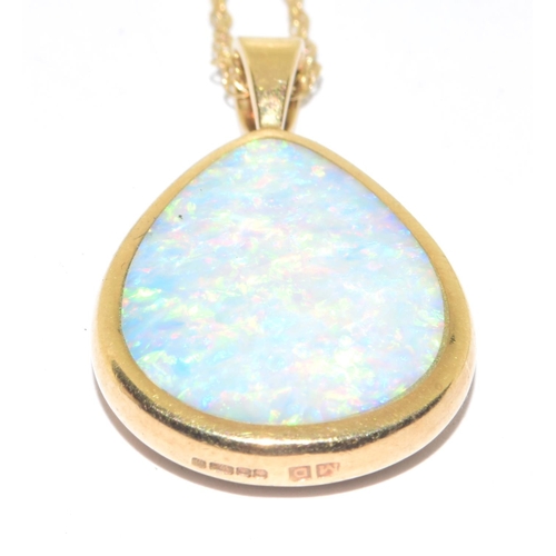 5 - 9ct gold Opal and Diamond  pendant necklace and Earrings suite of jewellery set on a 44cm gold chain... 