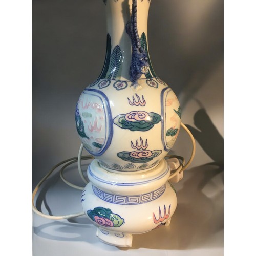 102 - Pair of Vintage Chinese Porcelain Table lamps Dragon and Phoenix design approx 74cm