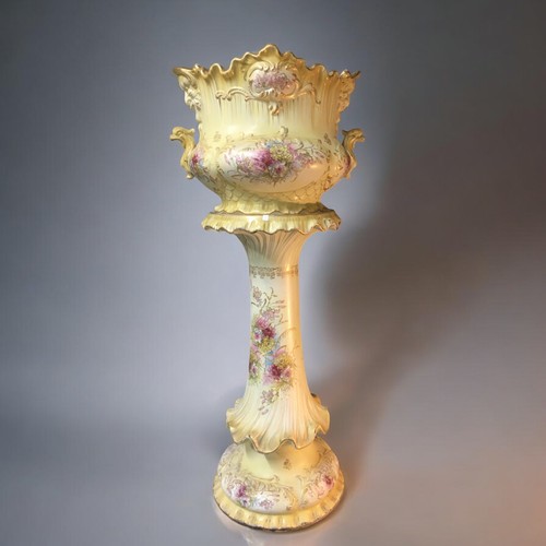 1 - Large Victorian Jardiniere and Stand With Mask and Bird Headed Handle detail. Probably a Staffs Manu... 