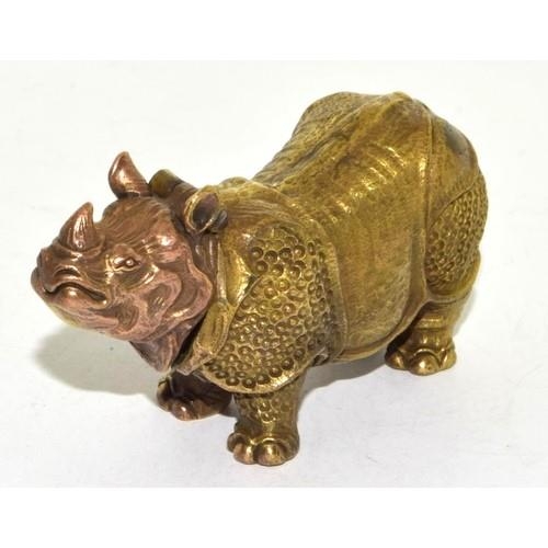 317 - Brass vesta in the form of a rhinoceros