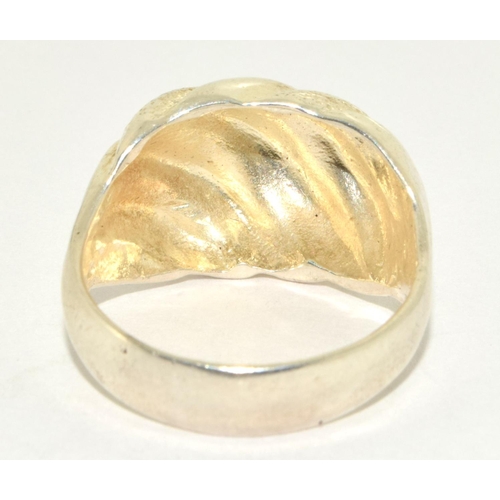 326 - 925 silver and gilt wave design ring size R