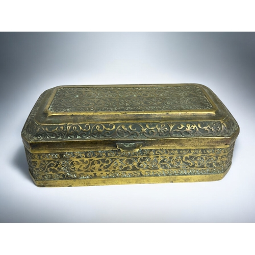 271 - An 18th century Bronze box.Scrolling stylised foliate decoration.24 x 12 x 8.5cm