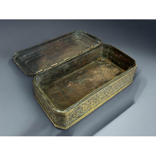 271 - An 18th century Bronze box.Scrolling stylised foliate decoration.24 x 12 x 8.5cm