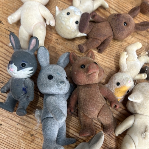 380 - Collection of Sylvanian Families vintage flocked  figurines, featuring rabbits and assorted animals.... 