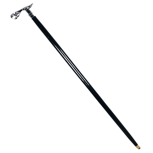 8 - Jaguar handled walking stick on ebonised wood  ref 63