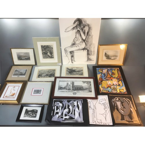 305 - 19th Century and Later Prints, Etchings and Original Artworks. Some Framed Some Carded. Amanda Fishe... 