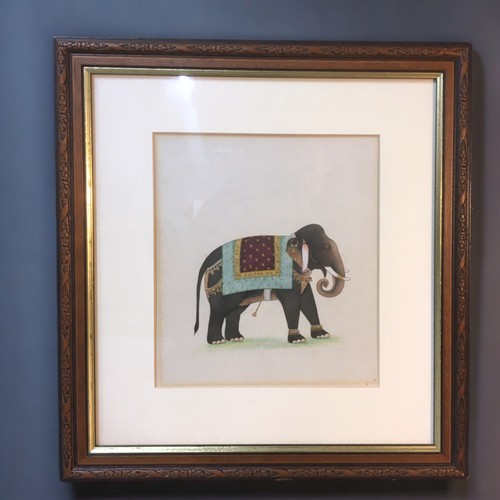 306 - Late 19th Early 20th Century Indian Gouache of a Maharaja's Bejeweled Elephant.