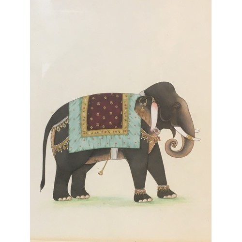 306 - Late 19th Early 20th Century Indian Gouache of a Maharaja's Bejeweled Elephant.