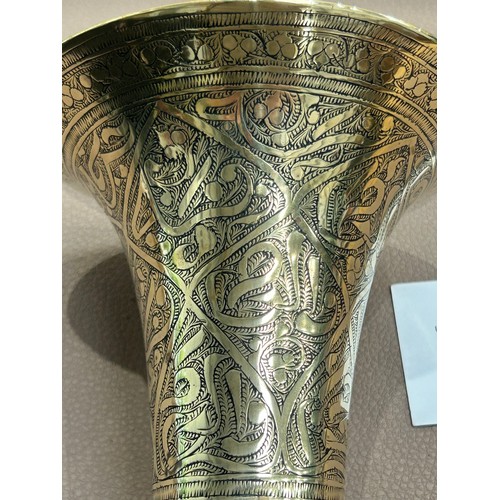 355 - Large Cairo-Ware Trumpet vase 27cm height