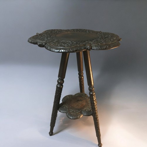 354 - 19th Century Anglo-Indian Cricket or Wine Table. Scale Carved Legs with 2 Tiers, The Top Carved With... 