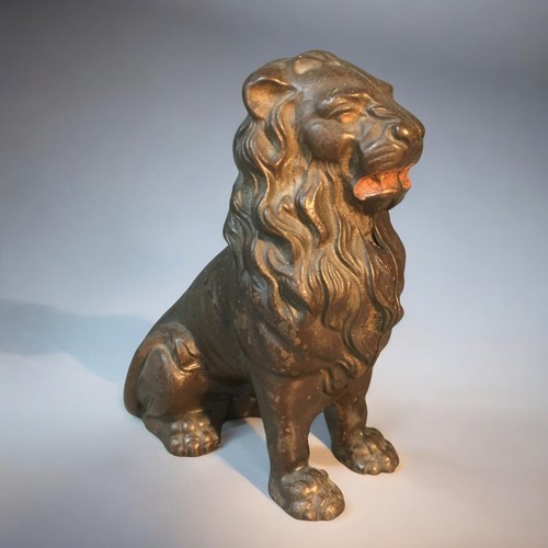 3 - Vintage metal money box in the form of a Georgian Seated Lion.