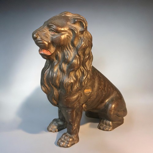 3 - Vintage metal money box in the form of a Georgian Seated Lion.