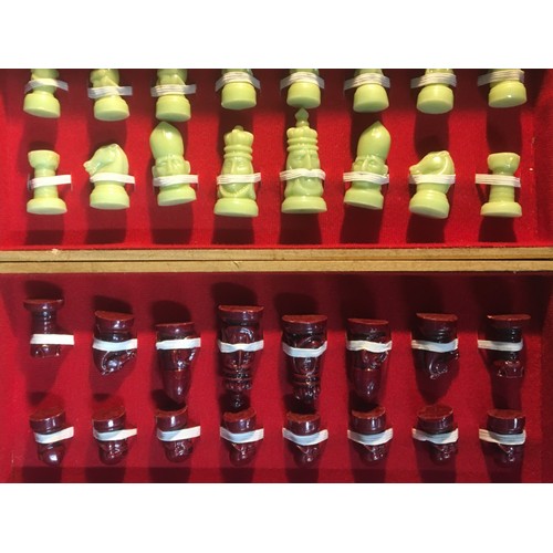 77 - Vintage Carved Stone and Marble topped Travel Chess Set and a Later Chinese Set with Resin Pieces Bo... 