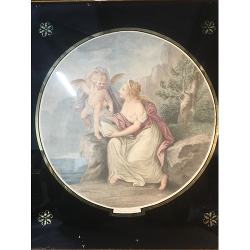 310 - 19th Century Francesco Bartolozzi Prints. Gilt Framed with Black and Gold Glass Decoration.H 45cmW 4... 