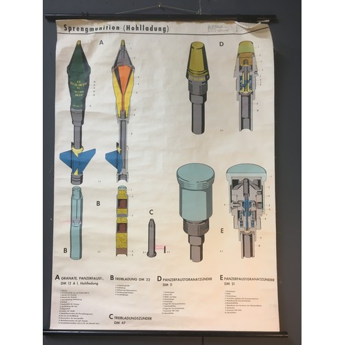 9 - German Dated 1962 Linen Backed Military Training Poster for Panzerfaustgranatzunder Sprengmunition (... 